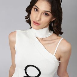 SHOWOFF Self Design Choker Neck Top-image-52