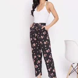 Uptownie Lite Women Black Floral Printed Trousers-image-22