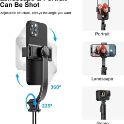 Well check Y17s Led Long Bluetooth selfie light gimbal Used Travels Smartphone Vlog Videos. Single Gimbal for Camera, Mobile image 5