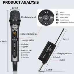 kh Echo UHF Wireless Handheld Dynamic Microphone System with Echo Control. Microphone image 2