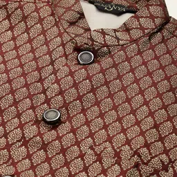 SOJANYA Mandarin Collar Regular Kurta With Churidar & Nehru Jacket image 2