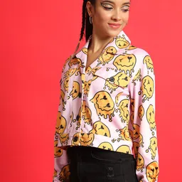 MAZIE Conversational Printed Notched Lapel Collar Crop Overcoat image 3