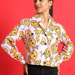 MAZIE Conversational Printed Notched Lapel Collar Crop Overcoat image 5