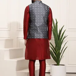 SOJANYA Mandarin Collar Regular Kurta & Churidar With Nehru Jacket image 5