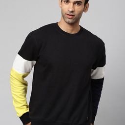 Campus Sutra Men Black & Yellow Pullover-image-32