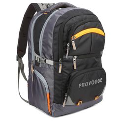 Provogue Unisex Black & Grey Colourblocked Backpack with Reflective Strip-11