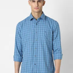 Van Heusen Sport Men Slim Fit Grid Tattersall Checks Opaque Checked Casual Shirt-image-28