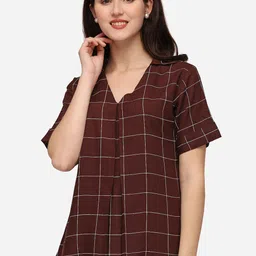 Smarty Pants Brown & White Checked Top-image-64