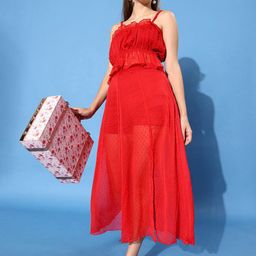 ANVI Be Yourself Dobby Chiffon Blouson Style Crop Top-image-6