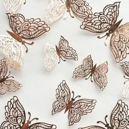 Jaamso Royals Rose Gold Toned 12 Pcs 3D Butterfly Decorative Self Adhesive Wall Sticker-13