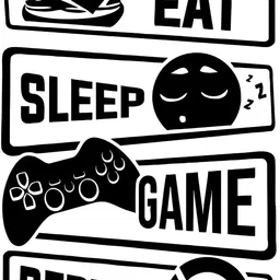 Wallpics Black Eat Sleep Game Repeat Printed Water Resistant Wall Sticker-image-53