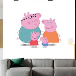 Wallpics White & Pink Papa Pig Printed Waterproof Wall Sticker-image-89