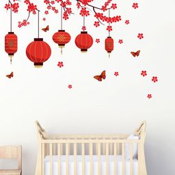 decal O decal Chinese Bright Red Lanterns & Butterflies Wall Sticker-picture-3