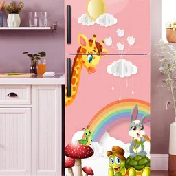 WallDaddy Pink & White Rainbow-Printed Refrigerator Sticker-image-33