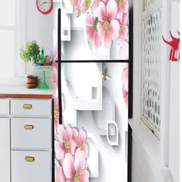 WallDaddy Grey & Pink Floral-Printed Refrigerator Sticker-31