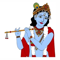 Wallpics Blue & Red Lord Krishna Printed Water Resistant Wall Sticker-image-5