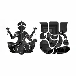 Wall1ders Black 2 Pieces Mata Laxmi Ganeshji 3D Mirror Wall Stickers-10