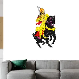 Wallpics Black & Yellow Chatrapathi Shivaji Printed Water Resistant Wall Sticker-10