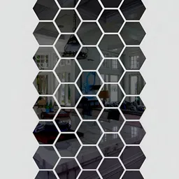 Wall1ders Black 40 Pieces Hexagon 3D Mirror Wall Stickers-81