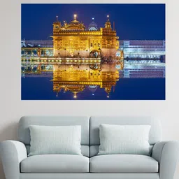 WENS Blue & Yellow Golden temple Self Adhesive Wall Poster-image-46