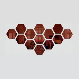 Wall1ders Brown 13 Pieces Hexagon 3D Mirror Wall Stickers-29