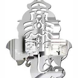 Wall1ders Silver Toned Mangal Murti 3D Acrylic Mirror Wall Sticker-image-65