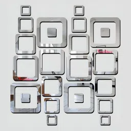 Wall1ders Silver Toned 24 Pieces Square-Shaped 3D Acrylic Mirror Wall Stickers-image-90