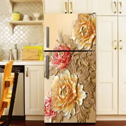 WallDaddy Brown Floral-Printed Refrigerator Sticker-41