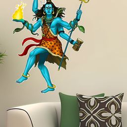 Wallpics Blue Lord Shiva Printed Waterproof Wall Sticker-image-90