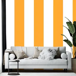 Wallpics Yellow & White Striped Printed Self-Adhesive Wallpaper-23