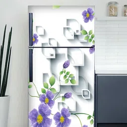 WallDaddy White & Purple Floral-Printed Refrigerator Sticker-27