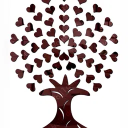 Wall1ders Brown Tree with 50 Heart 3D Mirror Wall Stickers-5
