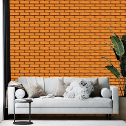 Wallpics Orange Colored & Black Printed Self-Adhesive Wallpaper-5