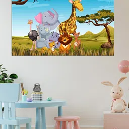 WENS Unisex Blue & Green Jungle Kingdom Self Adhesive Wall Poster-image-82