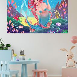 WENS Blue & Pink Beautiful Jalpari Wall Sticker-image-36