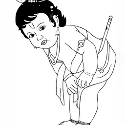 Wallpics Black & White Baal Krishna Printed Water Resistant Wall Sticker-image-6