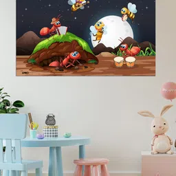 WENS Brown & White Musician Ants And Bees Printed Vinyl Wall Sticker-image-97