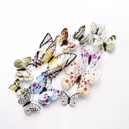Jaamso Royals White & Blue 12 Pcs 3D Magnet Butterfly Self Adhesive Wall Sticker-image-76