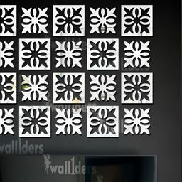 Wall1ders Silver Toned 20 Pieces Attractive Pattern 3D Mirror Wall Stickers-53