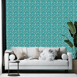 Wallpics Turquoise Blue Printed Self-Adhesive Wallpaper-image-22