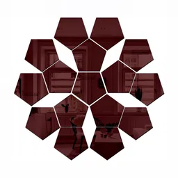 Wall1ders Brown 16 Pieces Pentagon 3D Mirror Wall Stickers-image-77