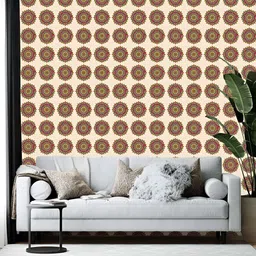 Wallpics Cream & Pink Abstract Printed Self-Adhesive Wallpaper-image-89