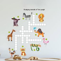 Jaamso Royals White Crossword Cute Safari Design Decorative Self Adhesive Wall Sticker-11