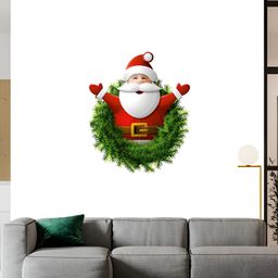 Wallpics Red & Green Santa Claus Printed Waterproof Wall Sticker-image-88