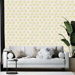 Wallpics White & Yellow Floral Printed Self-Adhesive Wallpaper-27
