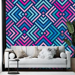 Wallpics Blue Geometric Printed Self-Adhesive Wallpaper-image-25
