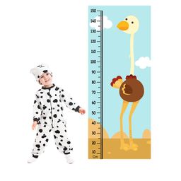 WENS Blue & Brown Ostrich Cartoon Height Measurement Removable Wall Sticker-image-8
