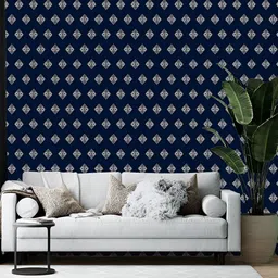 Wallpics Navy Blue & White Printed Self-Adhesive Wallpaper-22