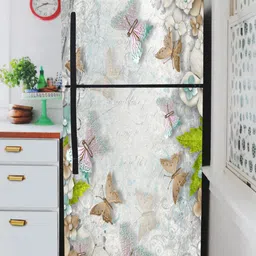 WallDaddy Grey & Brown Floral-Printed Refrigerator Sticker-45