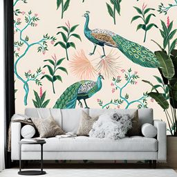 Wallpics Cream & Green Floral Printed Self Adhesive Wall Sticker-image-75